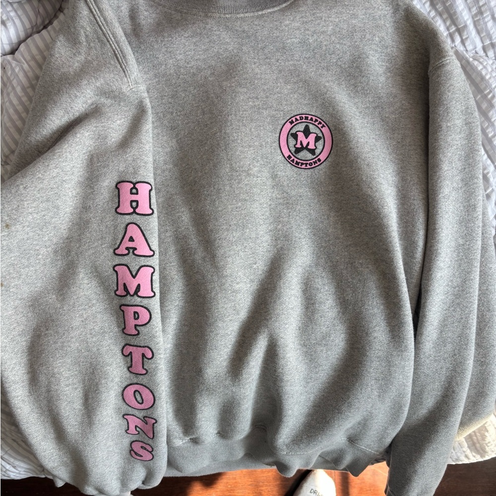 Madhappy Gray Sweatshirt with Pink Hamptons Logo